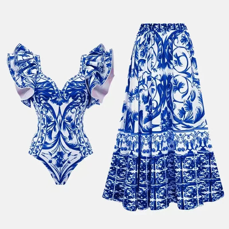 Vestido Largo Playero con Estampado Floral – Cobertor de Bikini (espSell)