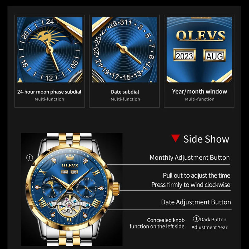 Reloj Automático Esqueleto con Diamantes – OLEVS | espSell