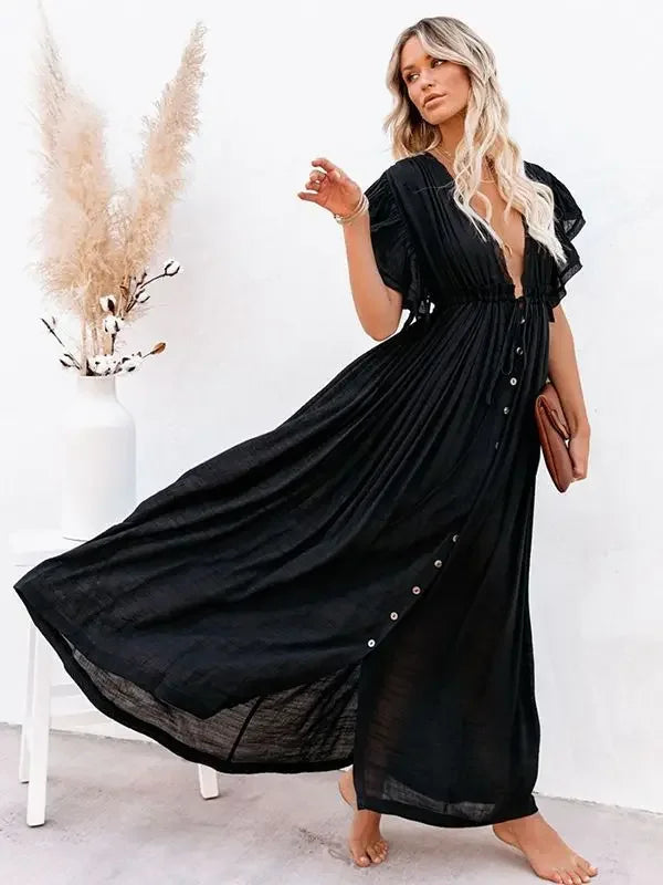Vestido Largo de Algodón – Estilo Joven Casual (espSell)