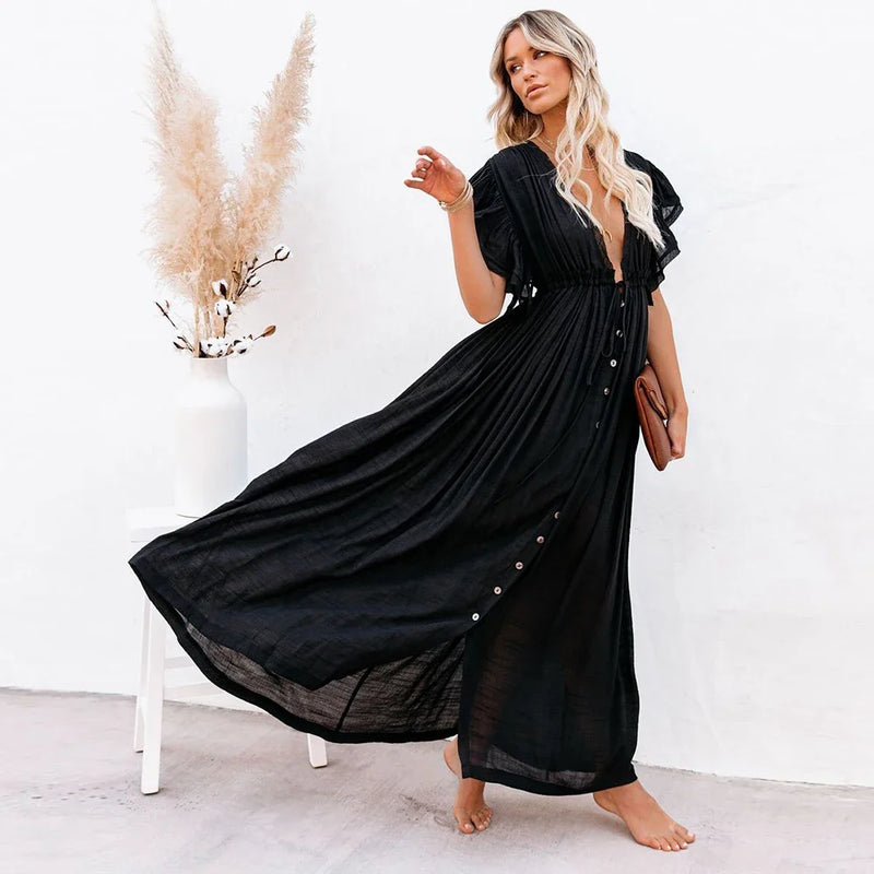 Vestido Largo de Algodón – Estilo Joven Casual (espSell)
