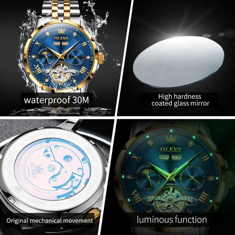 Reloj Automático Esqueleto con Diamantes – OLEVS | espSell