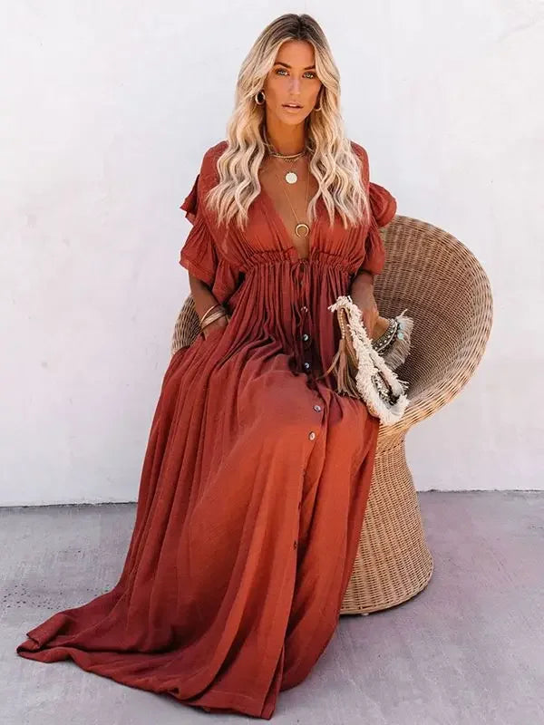 Vestido Largo de Algodón – Estilo Joven Casual (espSell)