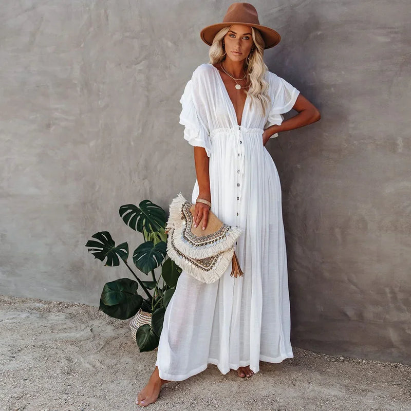 Vestido Largo de Algodón – Estilo Joven Casual (espSell)